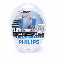 Галогенная лампа  головного света H11 Philips Crystal Vision 4300K 12V 55W PGJ19-2 12362CVSM 2шт