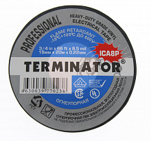 Изолента Terminator ICA8P черная ПВХ 19x0.22мм, 20м 