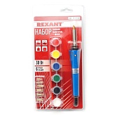 Прибор для выжигания Rexant 12-0186 220В 30Вт, (6 насадок + краски) 