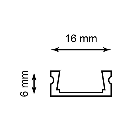 Профиль накладной CAB262 (MIC) 2000*16*6 мм черный (в комплекте: матов экран, 2 заглушки, 4 крепежа)