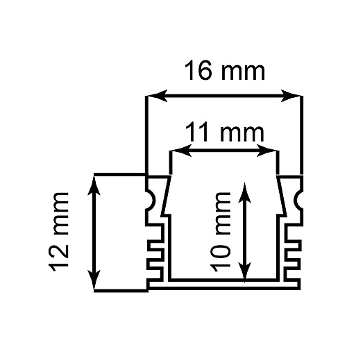 Профиль накладной CAB261 (PDS-S) 2000*16*12 мм серебро (в комплек: матов экран, 2 заглуш, 4 крепежа)