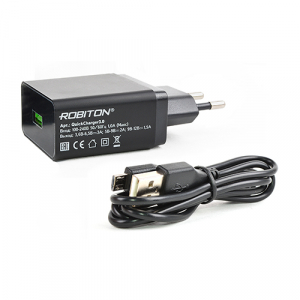 Сетевой адаптер "быстрый заряд" Robiton QuickCharger3.0 (9-12В 1.5А/6.5-9В 2А/3.6-6.5В 3А) USB
