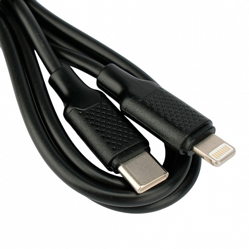 Кабель USB2.0 Гарнизон GCC-USB2-AP2CM-1M, Lightning/Type-C, 2.1А, 20Вт, PD, медь, 1м, черный, пакет