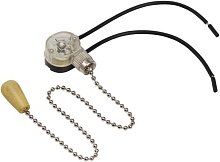 Выключатель для настенного светильника с проводом и деревянным наконечником, silver PROconnect